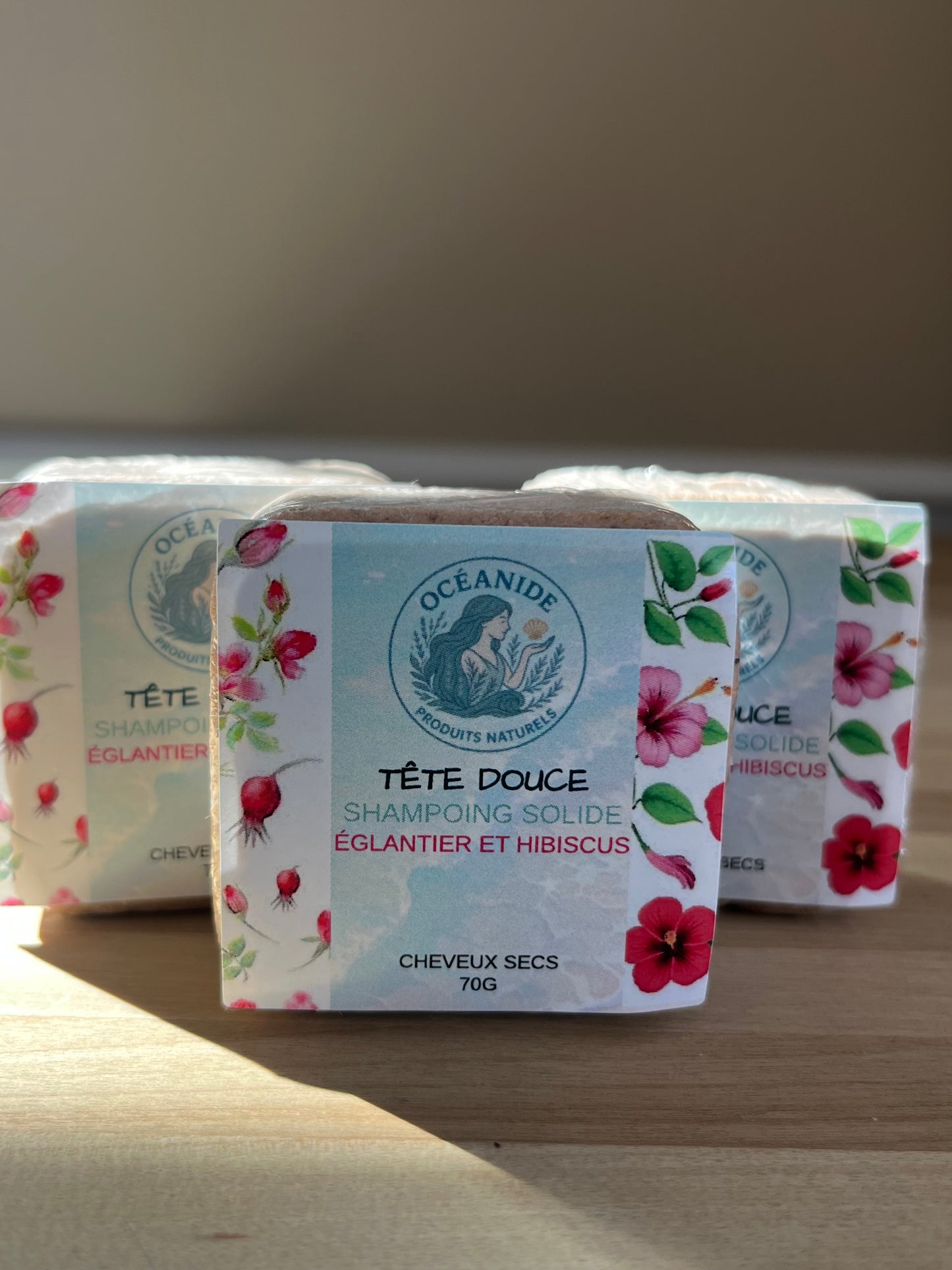 Shampoing Solide cheveux secs à l'églantier et hibiscus 70g